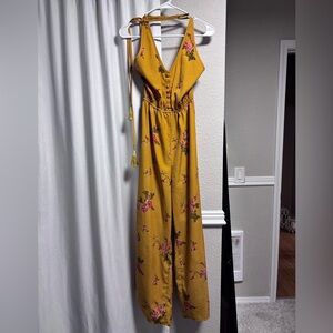 Showpo Mustard Floral Jumpsuit